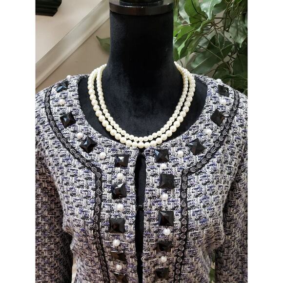 ECI Women Multi Rhinestone Lined Polyester Long Sleeve Casual Jacket Size Medium - Picture 2 of 14